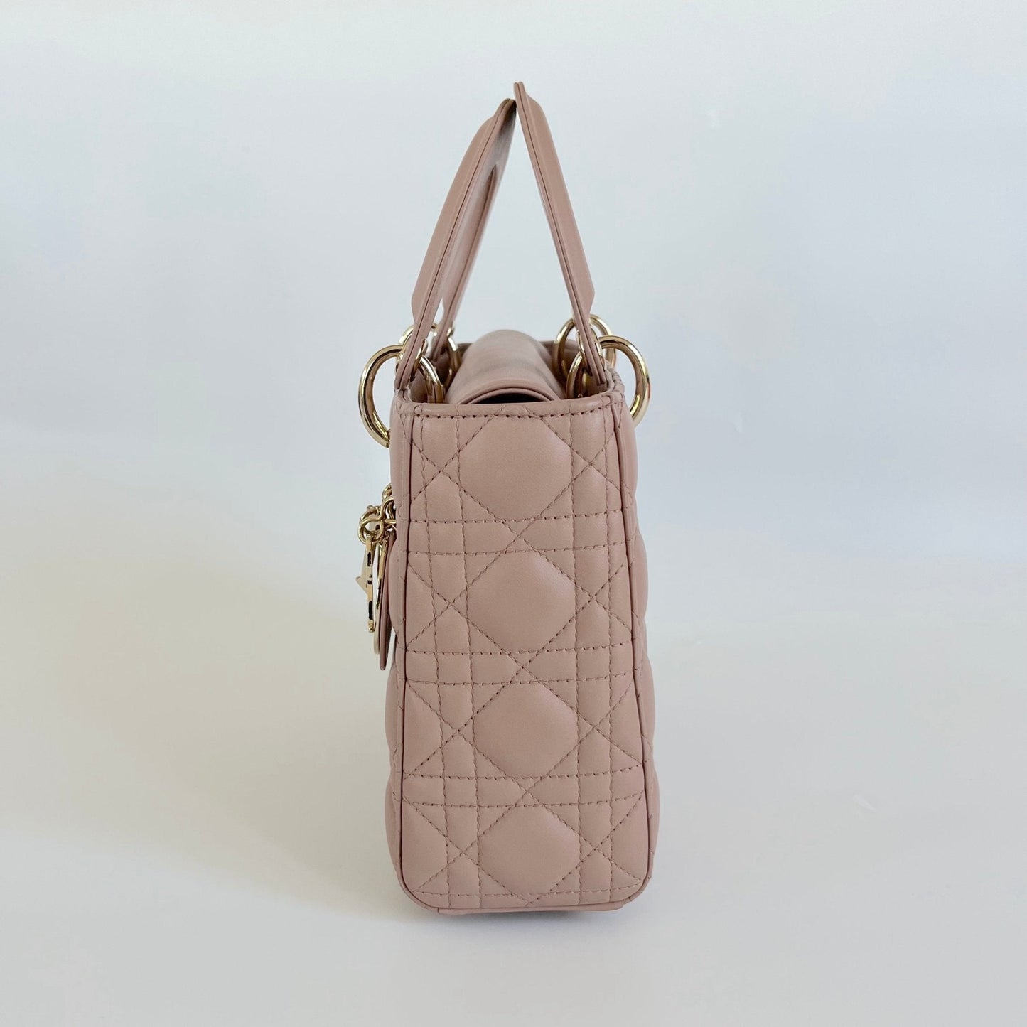 Dior Taupe Cannage Quilted Leather Small My Lady Dior Tote