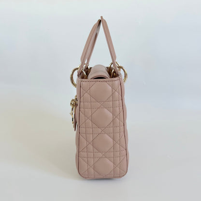 Dior Taupe Cannage Quilted Leather Small My Lady Dior Tote