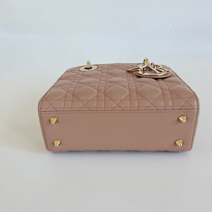 Dior Taupe Cannage Quilted Leather Small My Lady Dior Tote