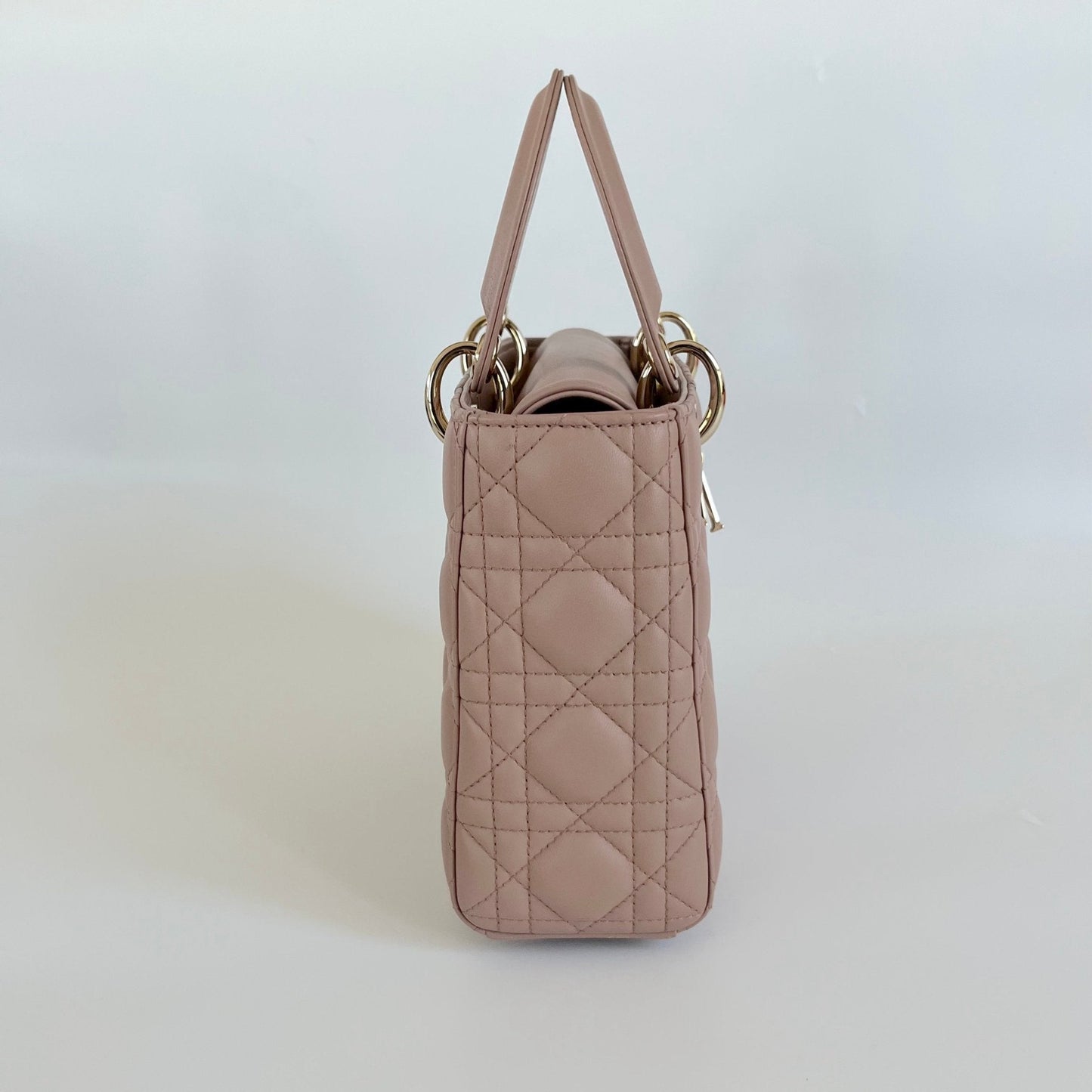 Dior Taupe Cannage Quilted Leather Small My Lady Dior Tote
