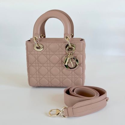 Dior Taupe Cannage Quilted Leather Small My Lady Dior Tote