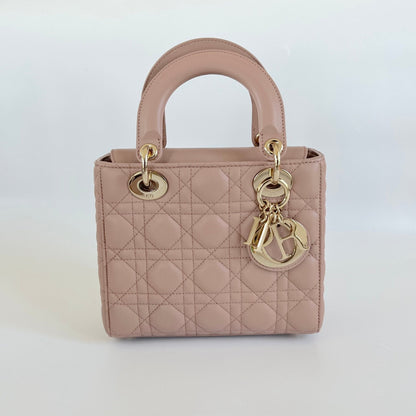 Dior Taupe Cannage Quilted Leather Small My Lady Dior Tote
