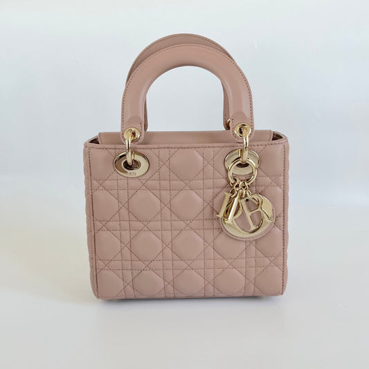 Dior Taupe Cannage Quilted Leather Small My Lady Dior Tote