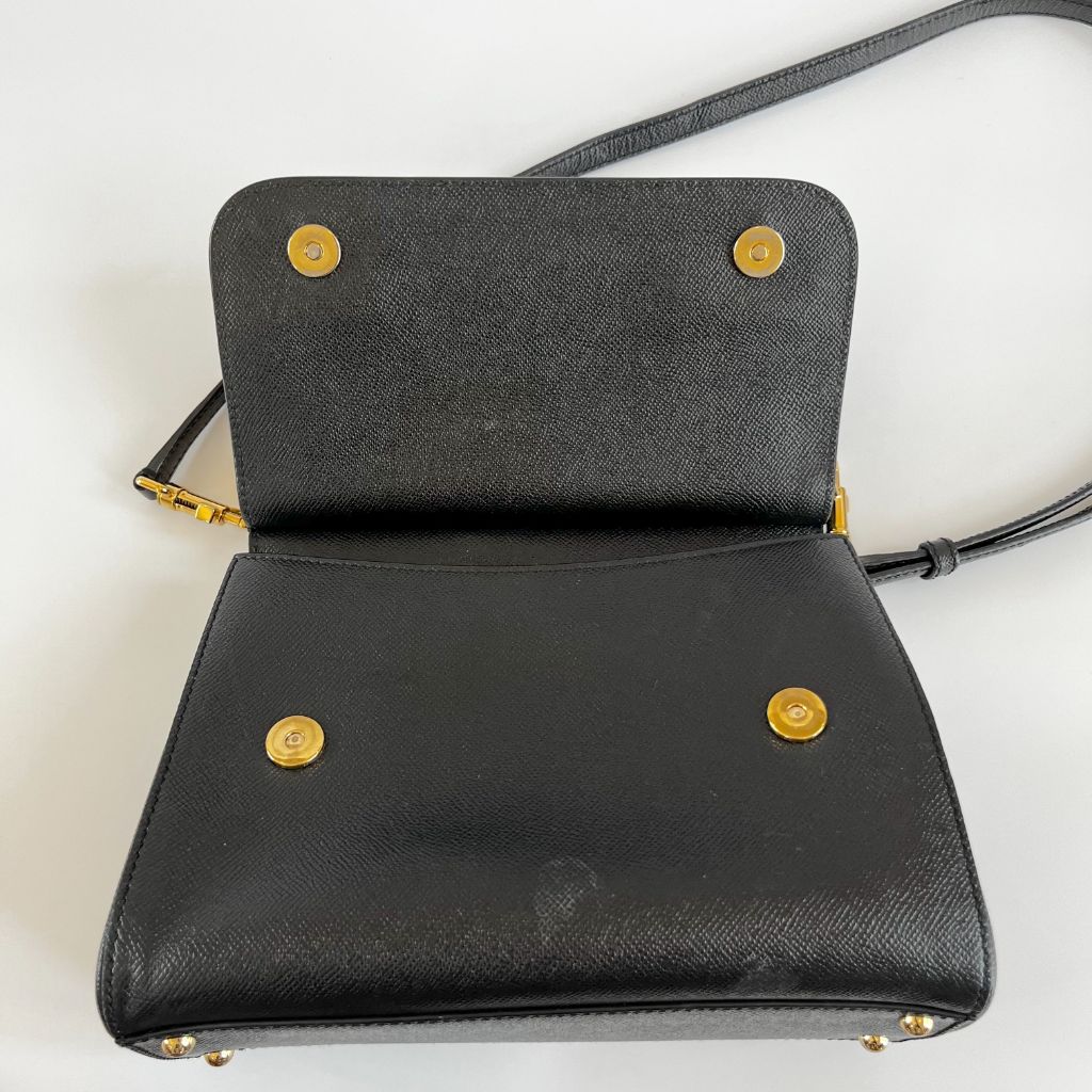 Dolce & Gabbana Black Leather Medium Miss Sicily Top Bag