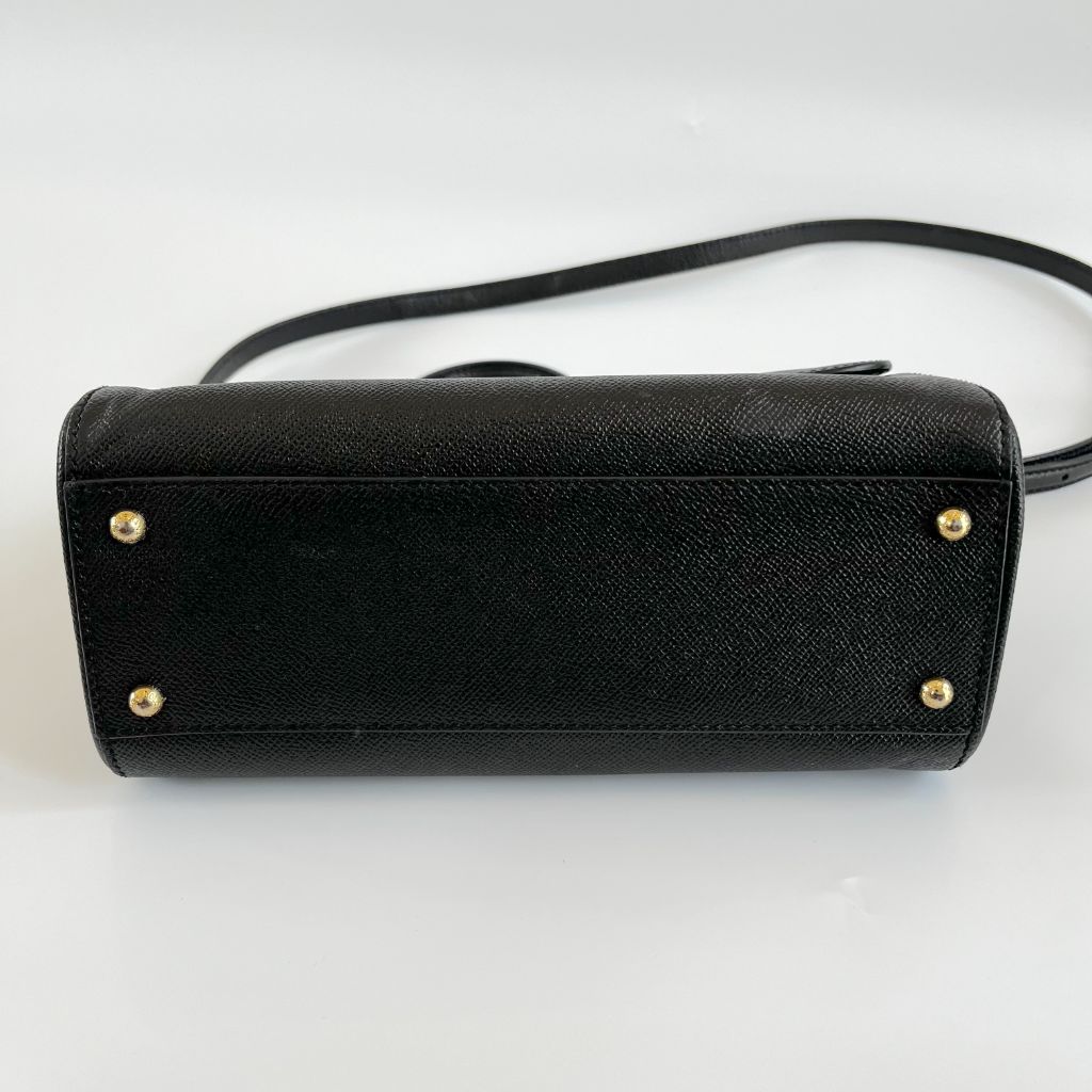 Dolce & Gabbana Black Leather Medium Miss Sicily Top Bag