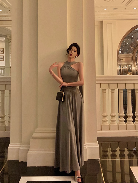 Elegant A line Gray Sleeveless 21st Birthday Dress Party Gown Birthday Outfits Birthday Dress Ideas For Women DP1297