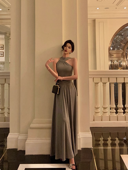 Elegant A line Gray Sleeveless 21st Birthday Dress Party Gown Birthday Outfits Birthday Dress Ideas For Women DP1297