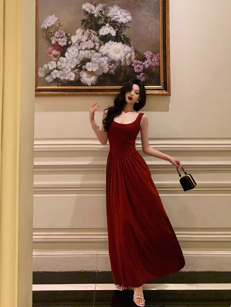 Sexy Mermaid Red Square Neckline 18th Birthday Dress Party Gown Birthday Outfits Birthday Dress Ideas For Women DP1298