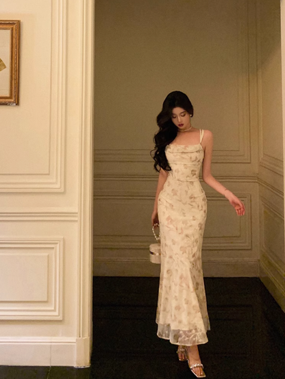 Elegant Mermaid White Floral Sleeveless 21st Birthday Dress Party Gown Birthday Outfits Birthday Dress Ideas For Women DP1302