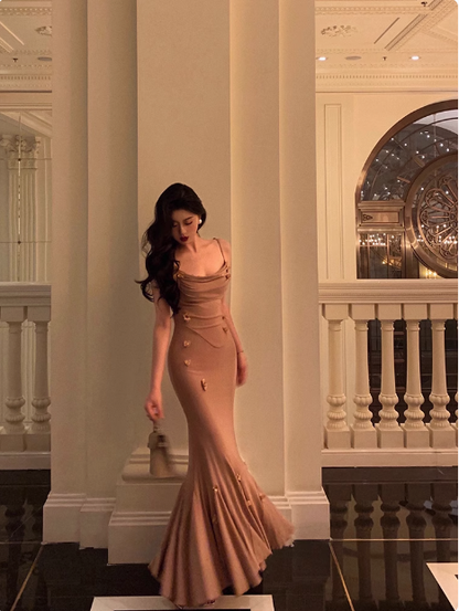 Elegant Mermaid Spaghetti Straps Sleeveless 21st Birthday Dress Party Gown Birthday Outfits Birthday Dress Ideas For Women DP1384