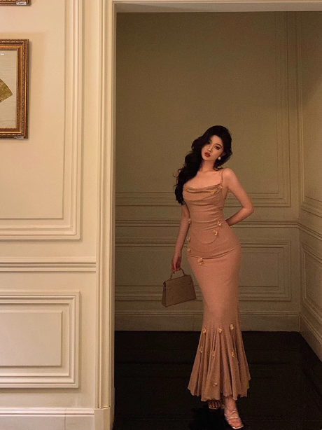 Elegant Mermaid Spaghetti Straps Sleeveless 21st Birthday Dress Party Gown Birthday Outfits Birthday Dress Ideas For Women DP1384