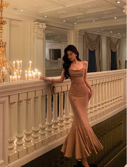 Elegant Mermaid Spaghetti Straps Sleeveless 21st Birthday Dress Party Gown Birthday Outfits Birthday Dress Ideas For Women DP1384