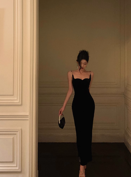 Elegant Sheath Spaghetti Straps Black 21st Birthday Dress Party Gown Birthday Outfits Birthday Dress Ideas For Women DP1412