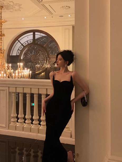 Elegant Sheath Spaghetti Straps Black 21st Birthday Dress Party Gown Birthday Outfits Birthday Dress Ideas For Women DP1412