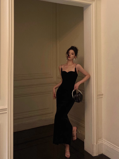 Elegant Sheath Spaghetti Straps Black 21st Birthday Dress Party Gown Birthday Outfits Birthday Dress Ideas For Women DP1412