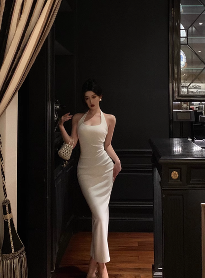 Elegant Sheath Halter White 21st Birthday Dress Party Gown Birthday Outfits Birthday Dress Ideas For Women DP1419