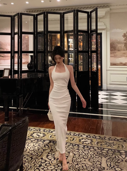 Elegant Sheath Halter White 21st Birthday Dress Party Gown Birthday Outfits Birthday Dress Ideas For Women DP1419