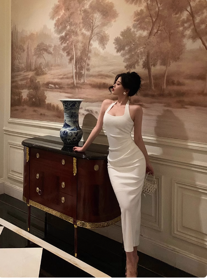 Elegant Sheath Halter White 21st Birthday Dress Party Gown Birthday Outfits Birthday Dress Ideas For Women DP1419