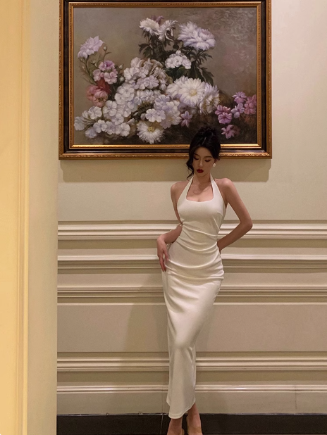 Elegant Sheath Halter White 21st Birthday Dress Party Gown Birthday Outfits Birthday Dress Ideas For Women DP1419