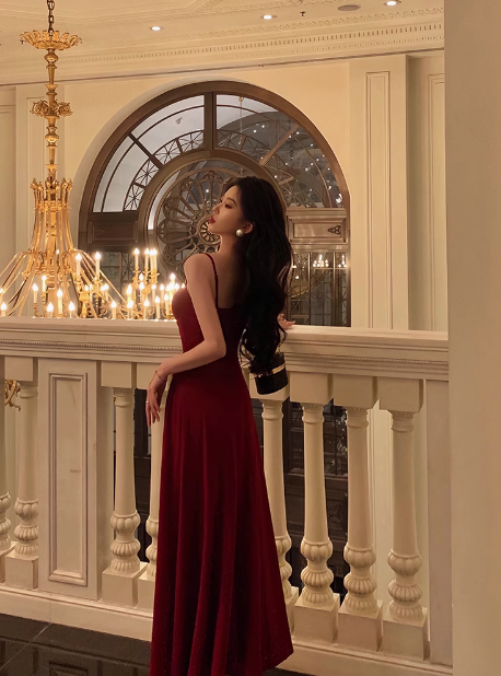 Elegant A line Spaghetti Straps Red 21st Birthday Dress Party Gown Birthday Outfits Birthday Dress Ideas For Women DP1437