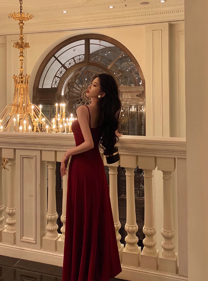 Elegant A line Spaghetti Straps Red 21st Birthday Dress Party Gown Birthday Outfits Birthday Dress Ideas For Women DP1437