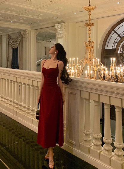 Elegant A line Spaghetti Straps Red 21st Birthday Dress Party Gown Birthday Outfits Birthday Dress Ideas For Women DP1437