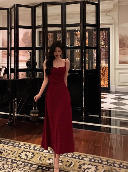 Elegant A line Spaghetti Straps Red 21st Birthday Dress Party Gown Birthday Outfits Birthday Dress Ideas For Women DP1437