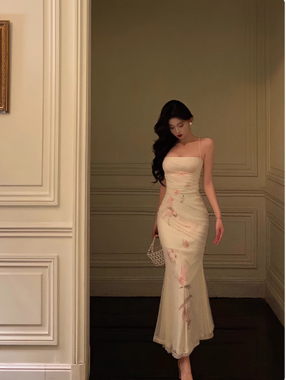 Elegant Mermaid Spaghetti Straps White 21st Birthday Dress Party Gown Birthday Outfits Birthday Dress Ideas For Women DP1438