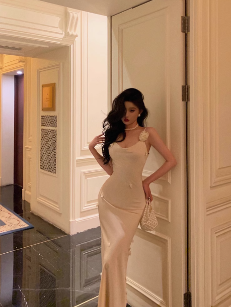 Elegant Mermaid Spaghetti Straps White 23rd Birthday Dress Party Gown Birthday Outfits Birthday Dress Ideas For Women DP1480