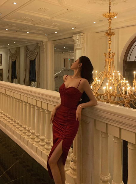 Sexy Mermaid Spaghetti Straps Red Satin 21st Birthday Dress Party Gown Birthday Outfits Birthday Dress Ideas For Women DP1634