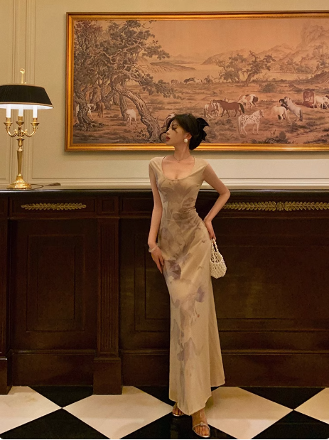 Elegant Sheath Floral Sleeveless 21st Birthday Dress Party Gown Birthday Outfits Birthday Dress Ideas For Women DP545