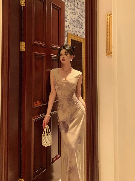 Elegant Sheath Floral Sleeveless 21st Birthday Dress Party Gown Birthday Outfits Birthday Dress Ideas For Women DP545