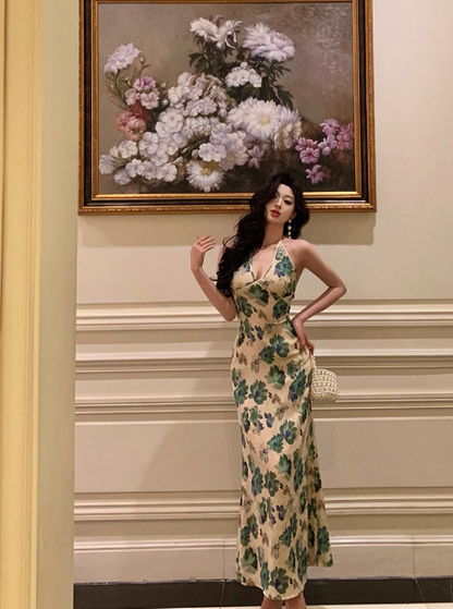 Classy Sheath V Neckline Green Floral Sleeveless 18th Birthday Dress Party Gown Birthday Outfits Birthday Dress Ideas For Women DP553