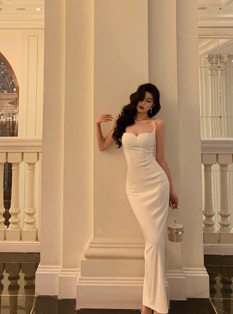 Classy Sheath Spaghetti Straps White Sleeveless 18th Birthday Dress Party Gown Birthday Outfits Birthday Dress Ideas For Women DP555