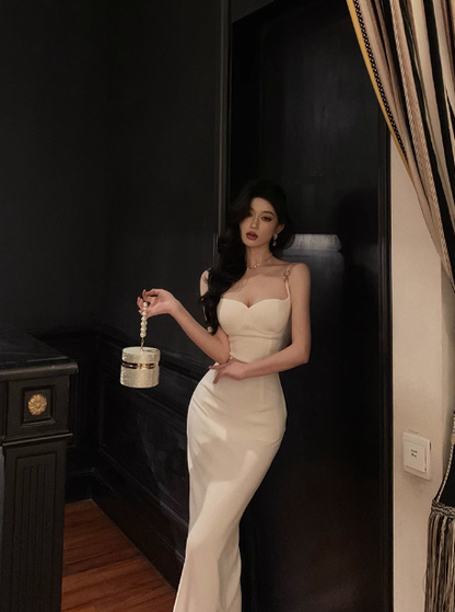 Classy Sheath Spaghetti Straps White Sleeveless 18th Birthday Dress Party Gown Birthday Outfits Birthday Dress Ideas For Women DP555