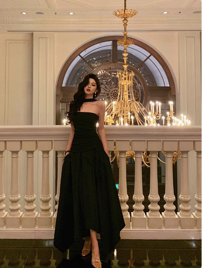 Classy A line Strapless Black Sleeveless 18th Birthday Dress Party Gown Birthday Outfits Birthday Dress Ideas For Women DP556