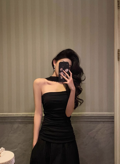 Classy A line Strapless Black Sleeveless 18th Birthday Dress Party Gown Birthday Outfits Birthday Dress Ideas For Women DP556