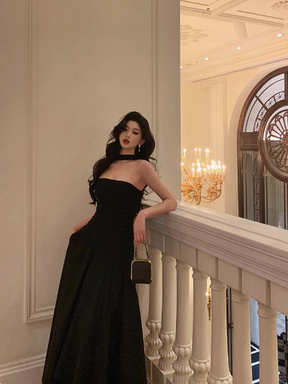 Classy A line Strapless Black Sleeveless 18th Birthday Dress Party Gown Birthday Outfits Birthday Dress Ideas For Women DP556