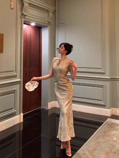 Classy Sheath Gold Beads Sleeveless 18th Birthday Dress Party Gown Birthday Outfits Birthday Dress Ideas For Women DP559