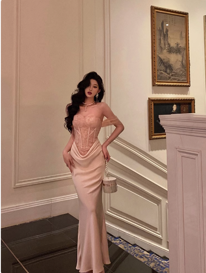 Classy Mermaid Off The Shoulder Satin 18th Birthday Dress Party Gown 21st Birthday Outfits Birthday Dress Ideas For Women DP565