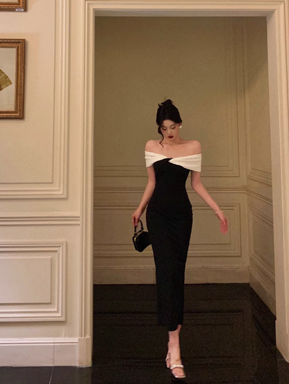 Elegant Sheath Off The Shoulder Black 18th Birthday Dress Party Gown Birthday Outfits Birthday Dress Ideas For Women DP587