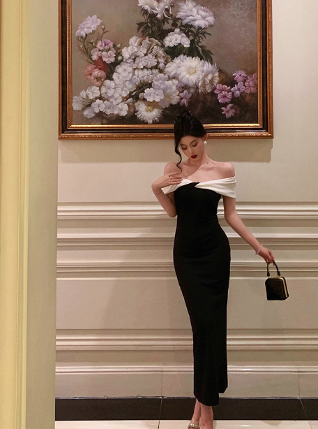 Elegant Sheath Off The Shoulder Black 18th Birthday Dress Party Gown Birthday Outfits Birthday Dress Ideas For Women DP587