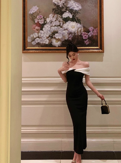 Elegant Sheath Off The Shoulder Black 18th Birthday Dress Party Gown Birthday Outfits Birthday Dress Ideas For Women DP587