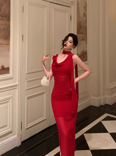 Elegant Sheath Red 18th Birthday Dress Party Gown Birthday Outfits Birthday Dress Ideas For Women DP590