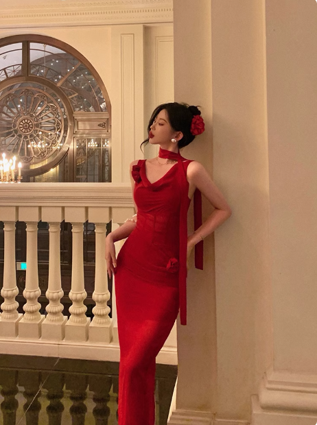 Elegant Sheath Red 18th Birthday Dress Party Gown Birthday Outfits Birthday Dress Ideas For Women DP590