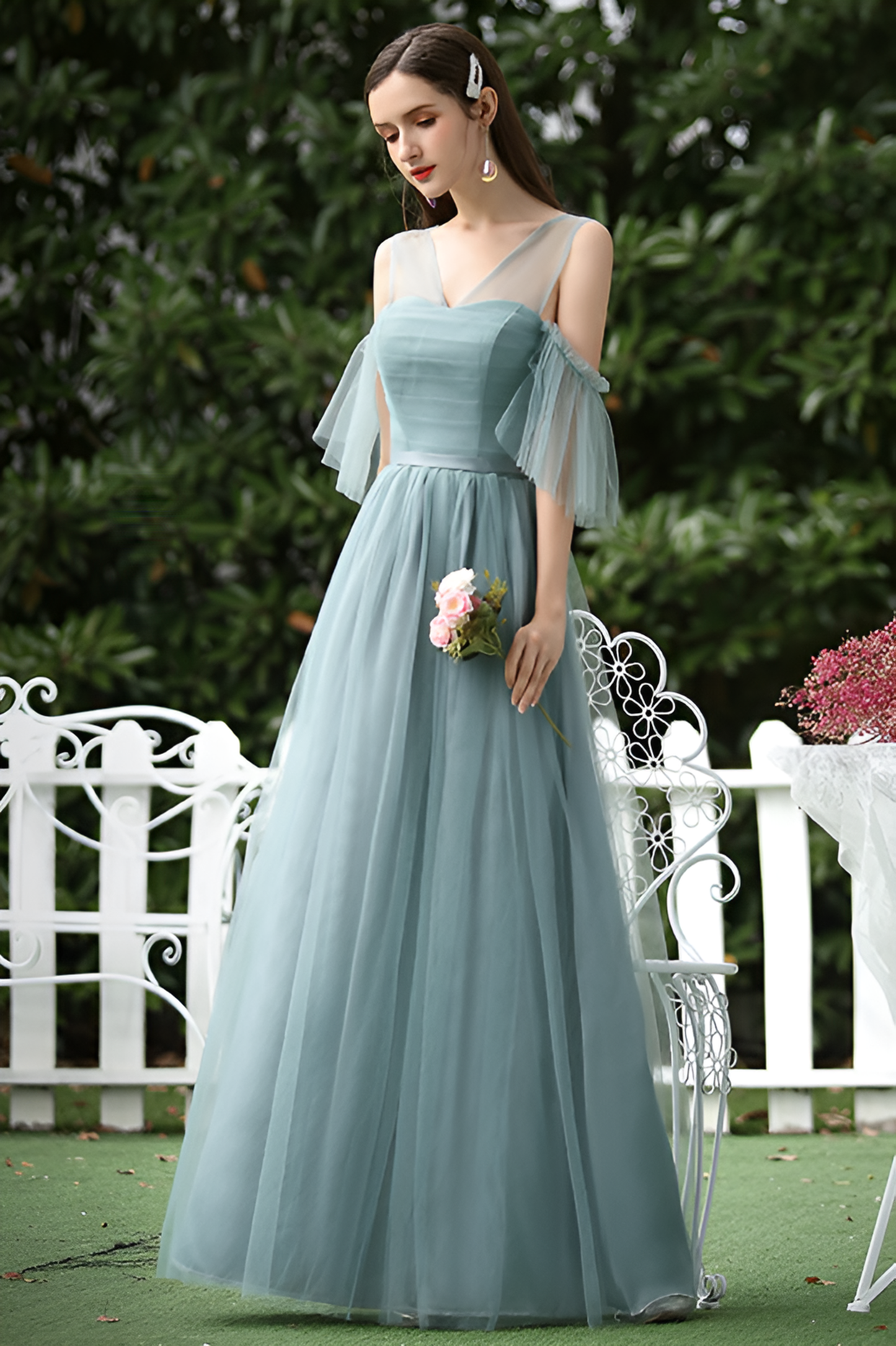 loveedsTM-Flattering Mesh Bridesmaid Dress