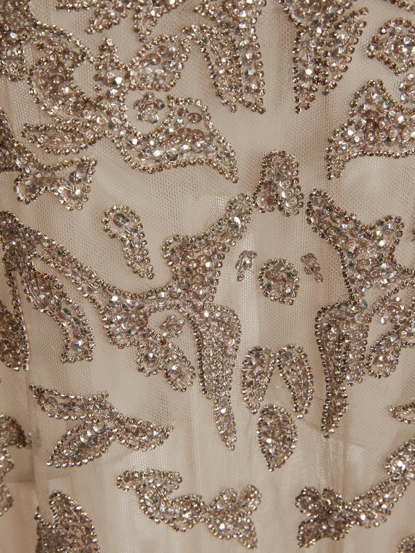 Round Neck Mesh Lace Maxi Dress