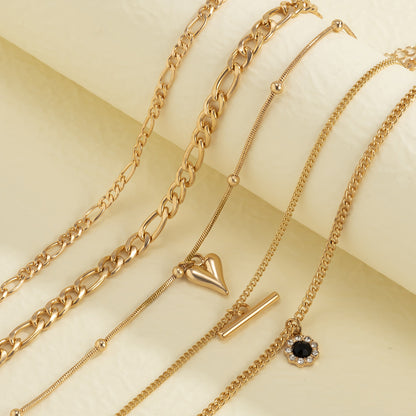 Multiple set of love pendant metal necklace