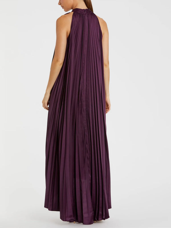 Lace-up Sleeveless Solid Color Maxi Dress