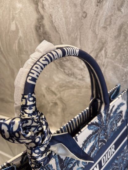 Christian Dior Book Tote Bag Blue Christian Large